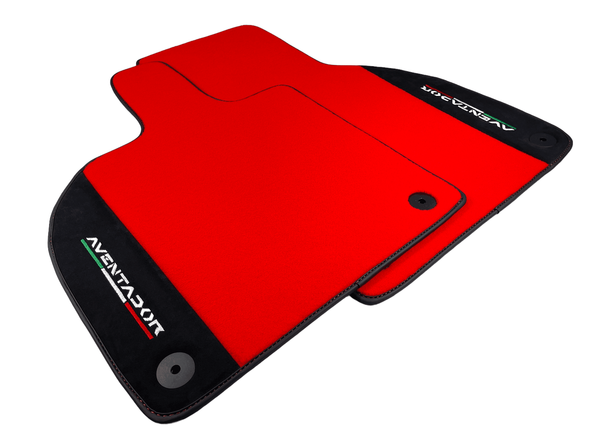 Red Floor Mats for Lamborghini Aventador With Alcantara Leather - AutoWin