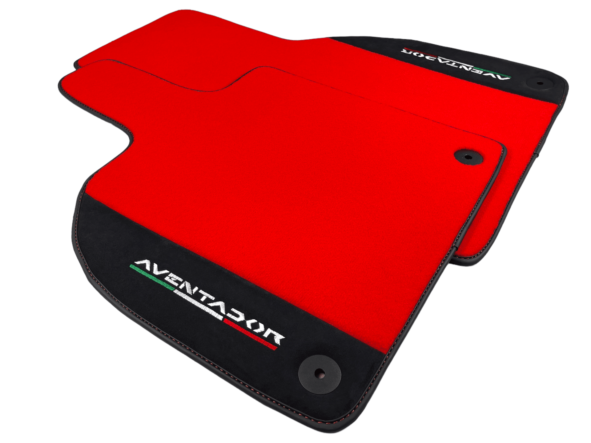Red Floor Mats for Lamborghini Aventador With Alcantara Leather - AutoWin