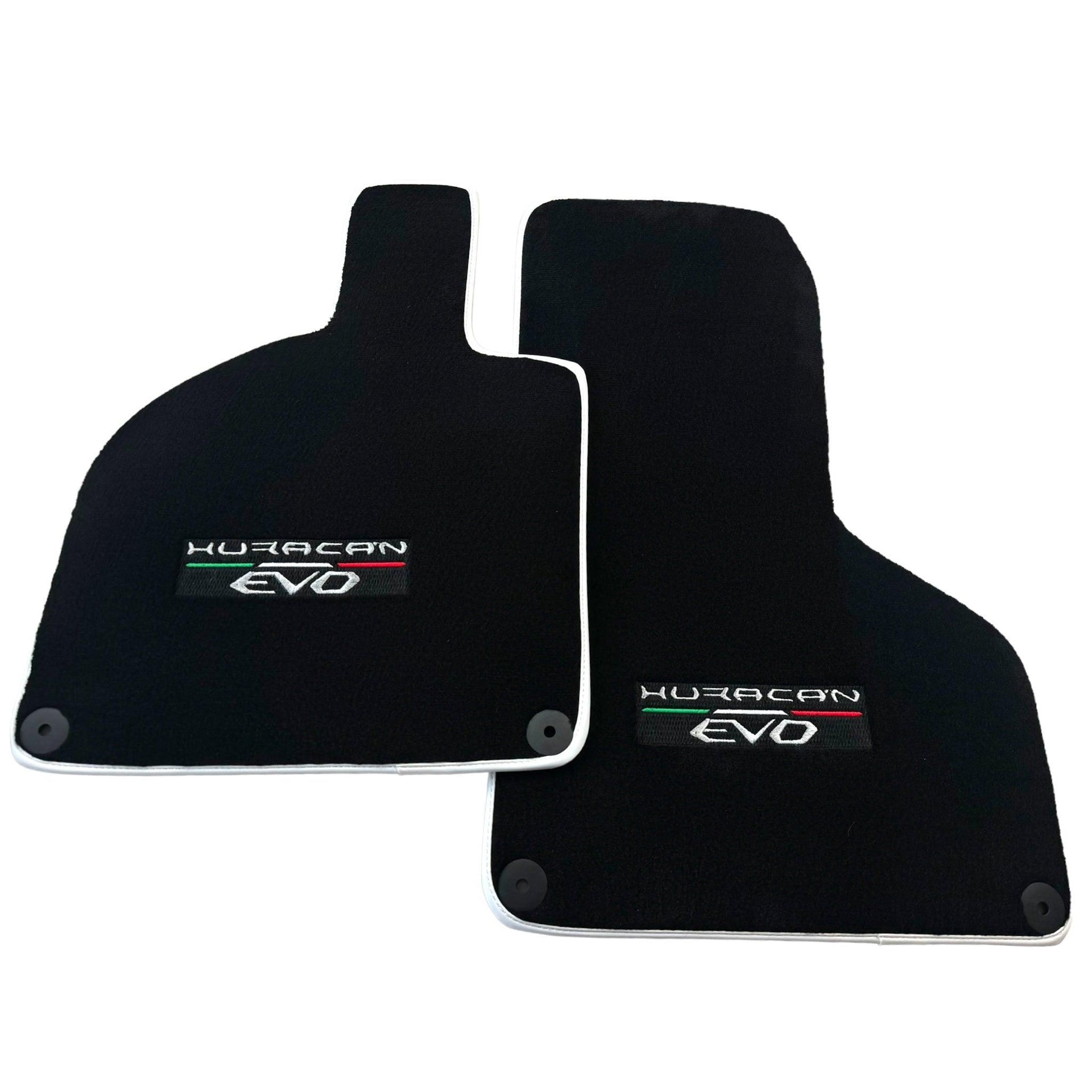 Black Floor Mats for Lamborghini Huracan EVO (2014-2023) with White Trim - AutoWin