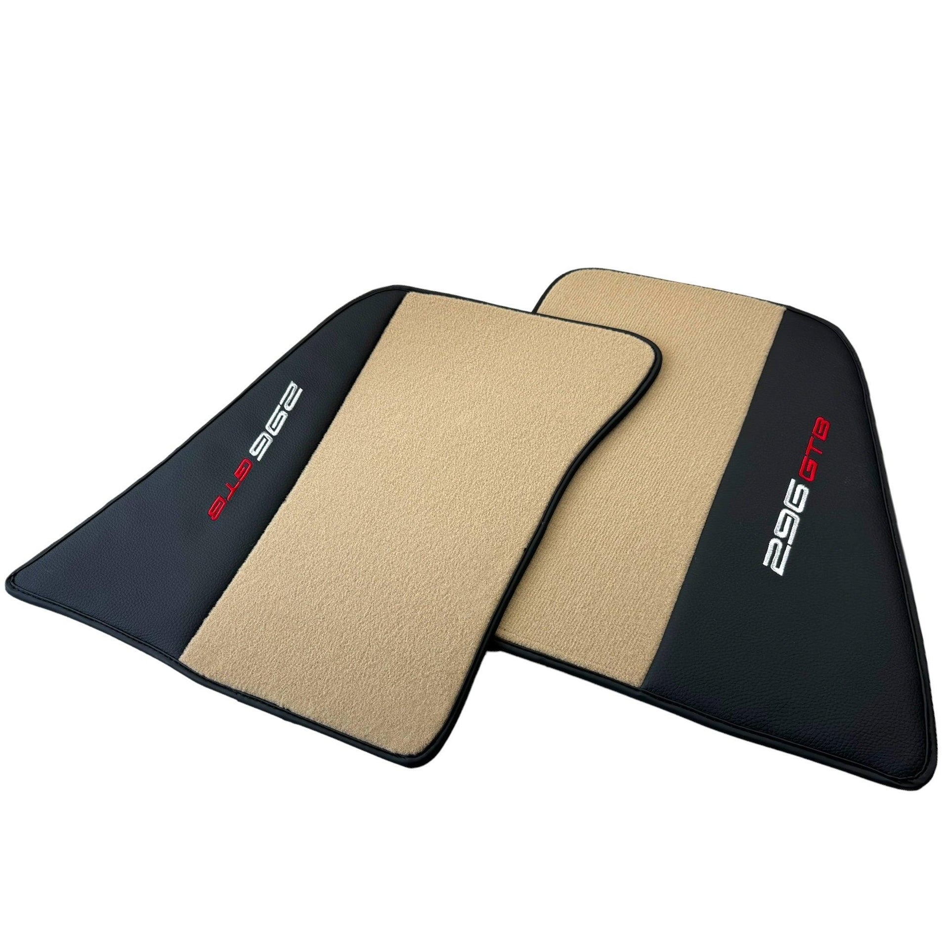 Beige Floor Mats for Ferrari 296 GTB (2022-2024) with Leather - AutoWin