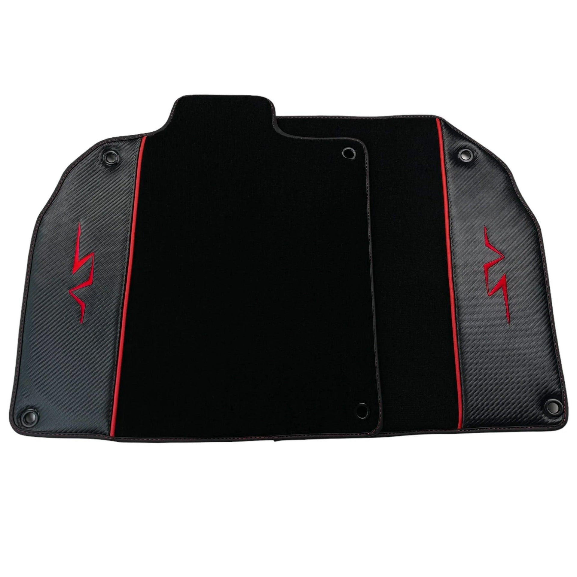 Black Floor Mats for Lamborghini Aventador SV with Carbon Fiber - AutoWin