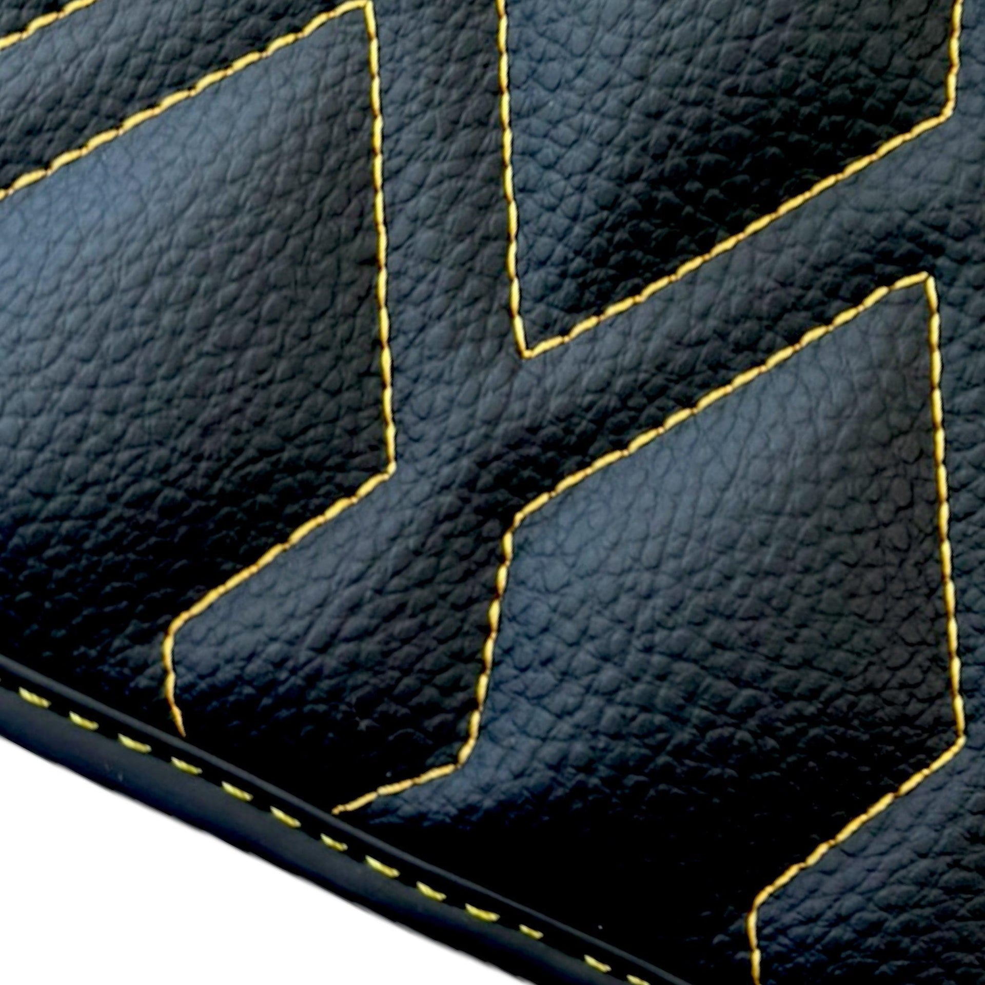 Black Leather Floor Mats for Rolls-Royce Ghost Series II (2021-2024) ER56 Design - AutoWin