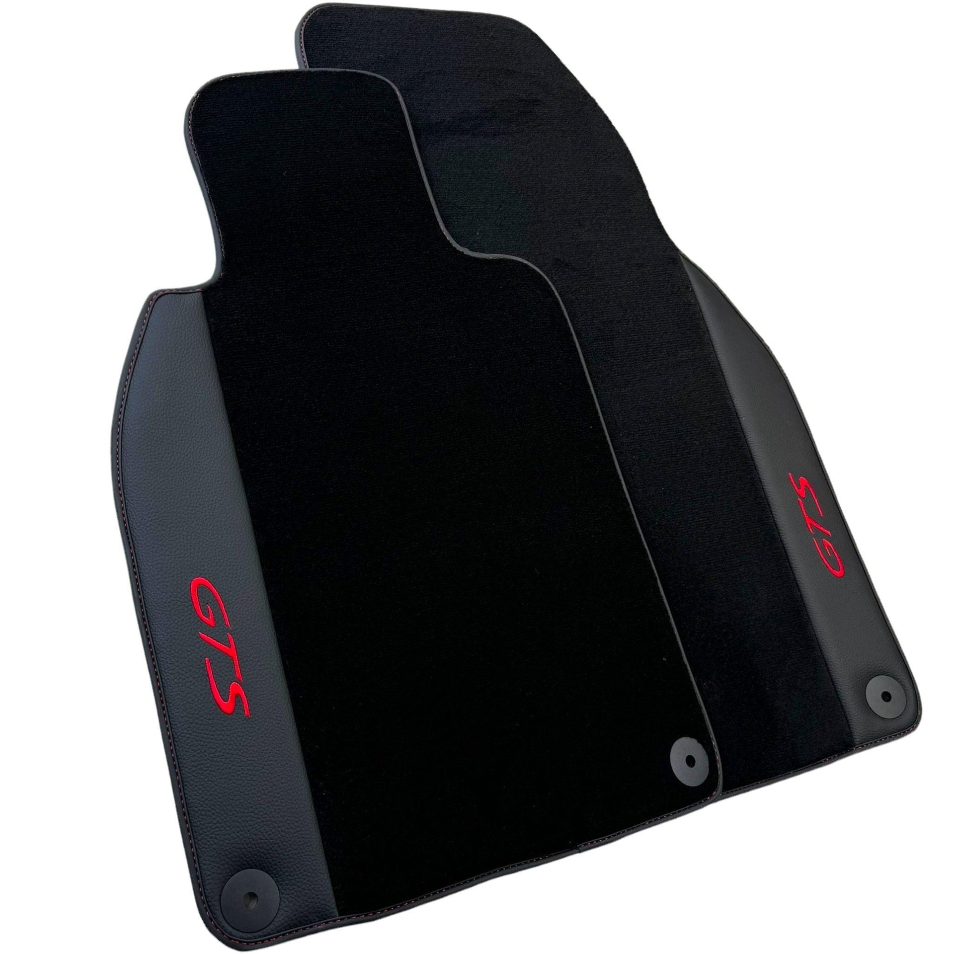 Black Floor Mats for Porsche 911 - 992 GTS (2019-2024) with Leather - AutoWin