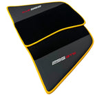 Black Floor Mats for Ferrari 296 GTS (2022-2024) with Leather and Yellow Trim - AutoWin
