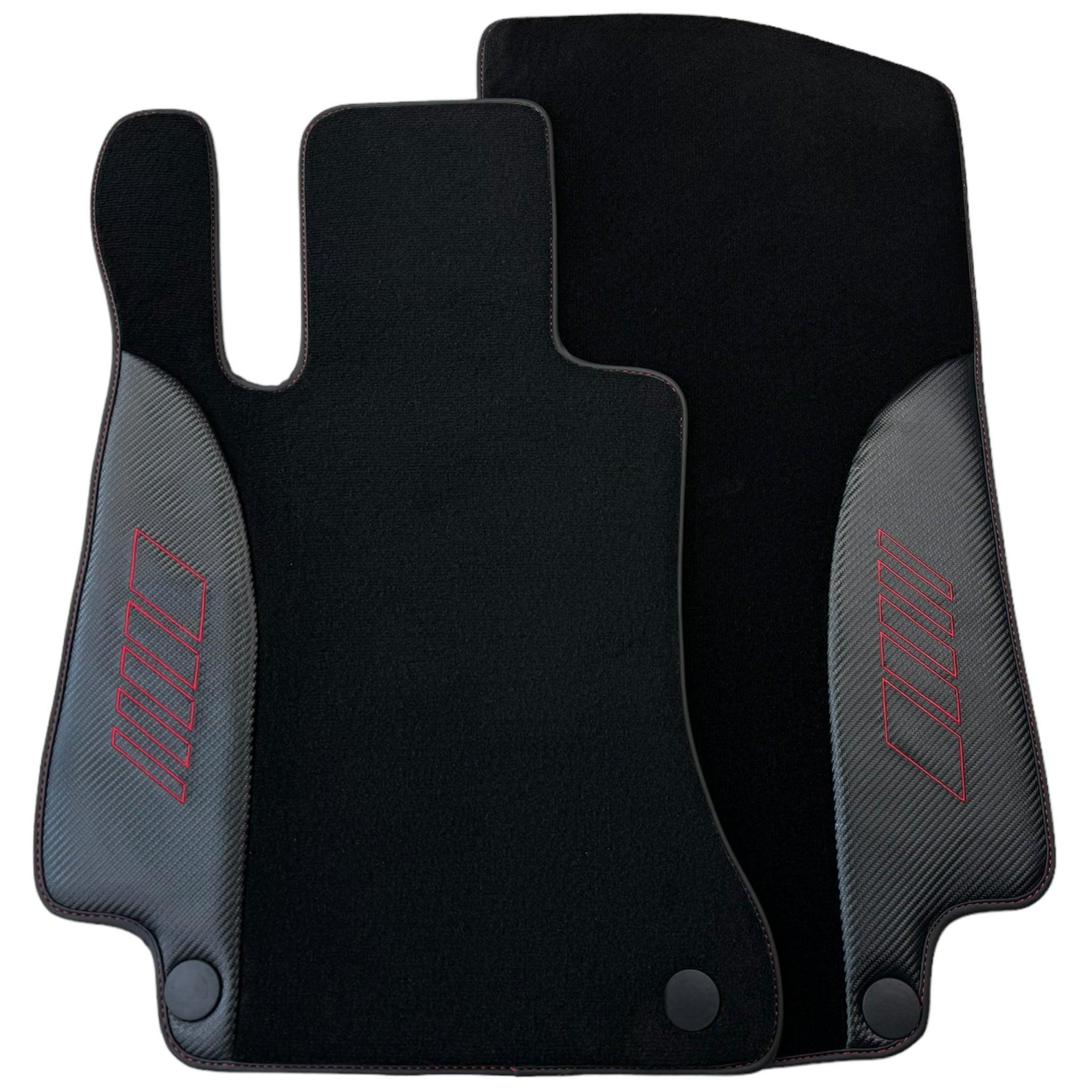 Black Floor Mats for Mercedes Benz C-Class W205 Sedan with Carbon Fiber | AutoWin Edition - AutoWin