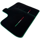 Black Floor Mats for Ferrari Purosangue with Green Trim | Italian Edition - AutoWin
