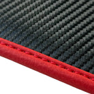 Black Floor Mats for Ferrari 296 GTS (2022-2024) with Carbon Fiber | Red Trim - AutoWin