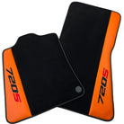 Black Floor Mats for McLaren 720S (2017-2021) with Orange Leather - AutoWin