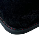 Black Sheepskin Floor Mats for Ferrari Roma (2021-2024) with Leather - AutoWin