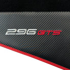 Black Floor Mats for Ferrari 296 GTS (2022-2024) with Carbon Fiber | Red Trim - AutoWin