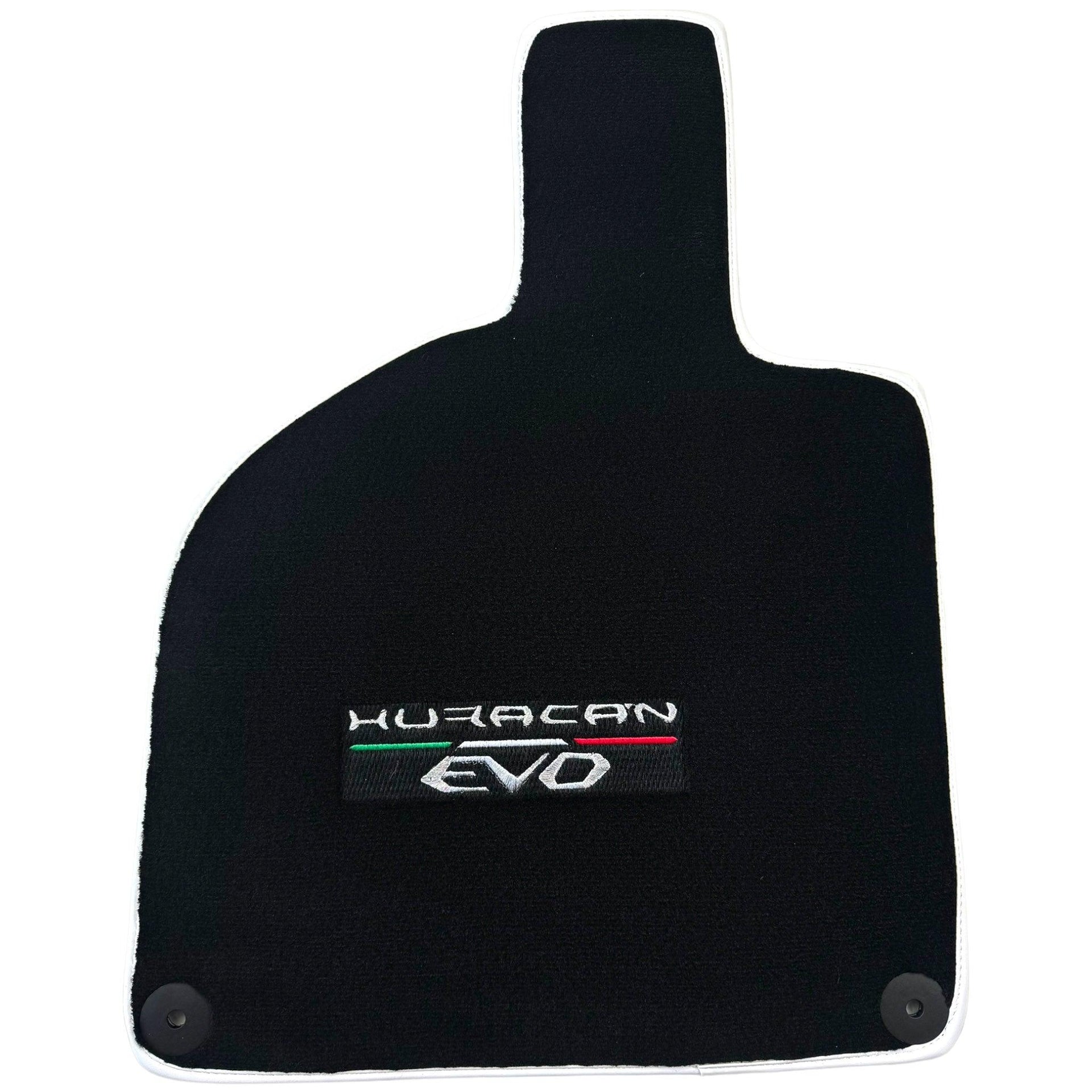 Black Floor Mats for Lamborghini Huracan EVO (2014-2023) with White Trim - AutoWin