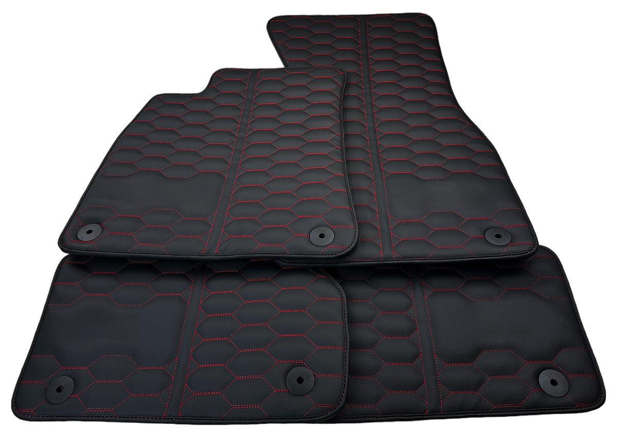 Customizable Black Leather Floor Mats for Audi A5 - F57 Convertible (2020-2023) - AutoWin