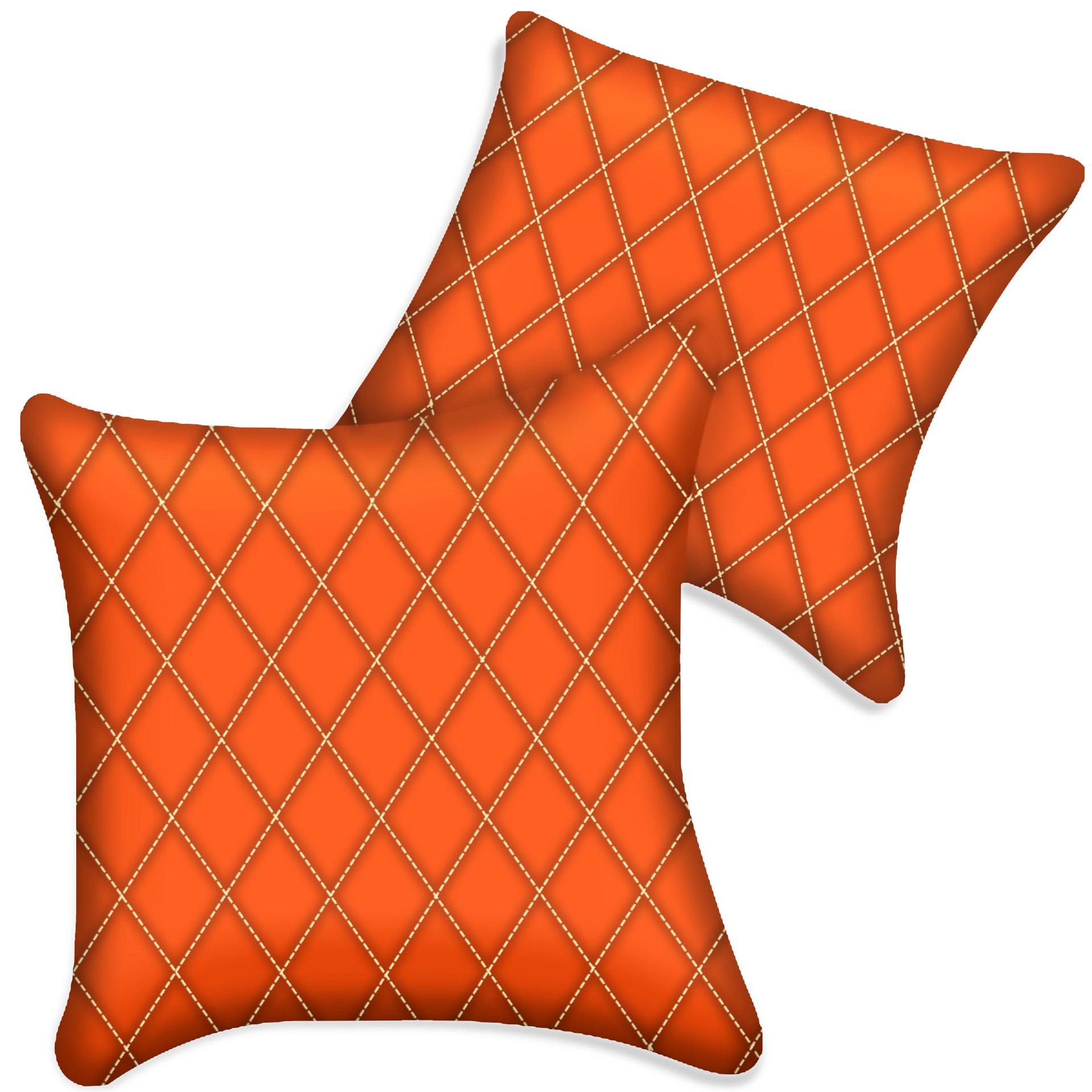 Customizable Orange Leather Pillows Set of 2 for All Vehicles | Single Diamond Pattern