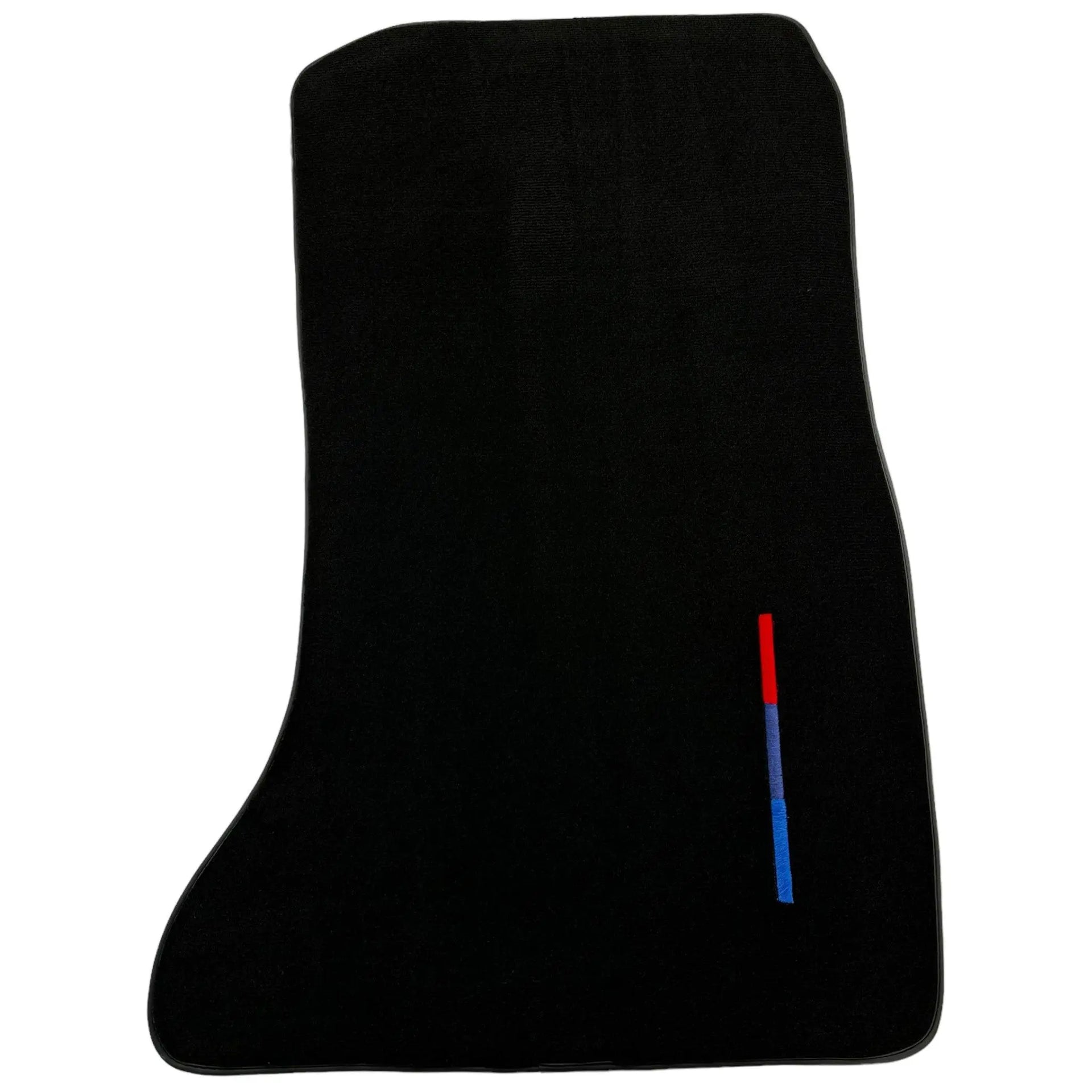 Black Floor Mats For BMW 7 Series F02 Long With Color Stripes Tailored Set Perfect Fit - AutoWin