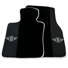 Black Floor Mats for Mini Cabrio R52 Convertible (2004-2009) with Leather | White Trim - AutoWin
