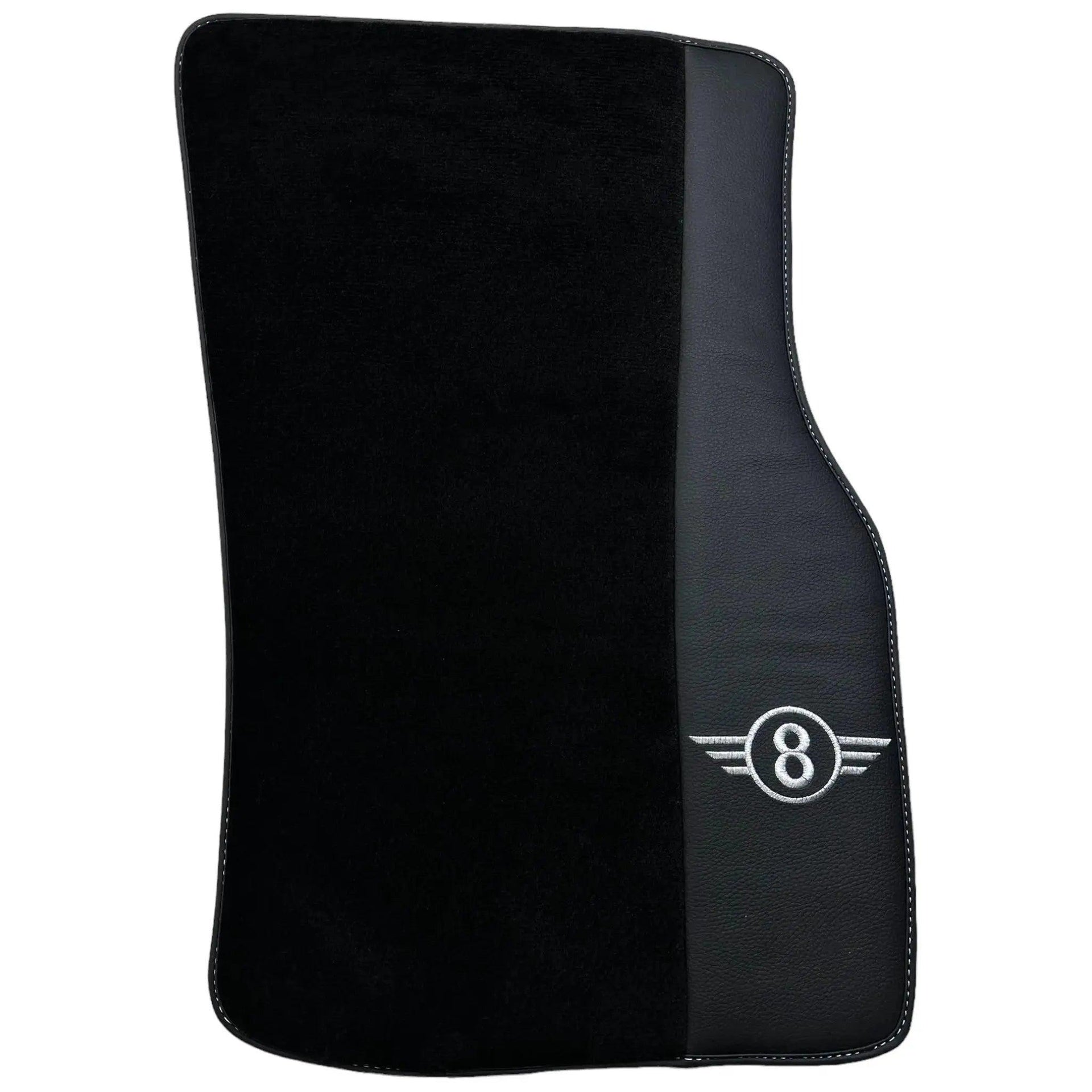 Black Floor Mats for Mini Cabrio R57 Convertible (2009-2016) with Leather - AutoWin