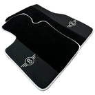 Black Floor Mats for Mini Clubman F54 (2019-2023) with Leather | White Trim - AutoWin