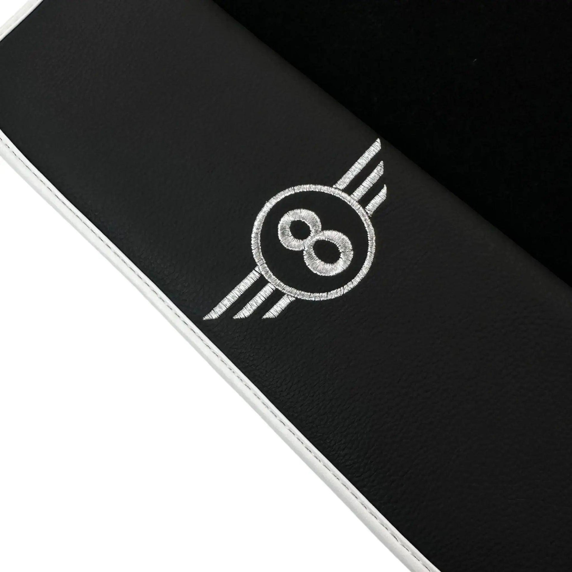 Black Floor Mats for Mini Countryman F60 (2017-2023) with Leather | White Trim - AutoWin