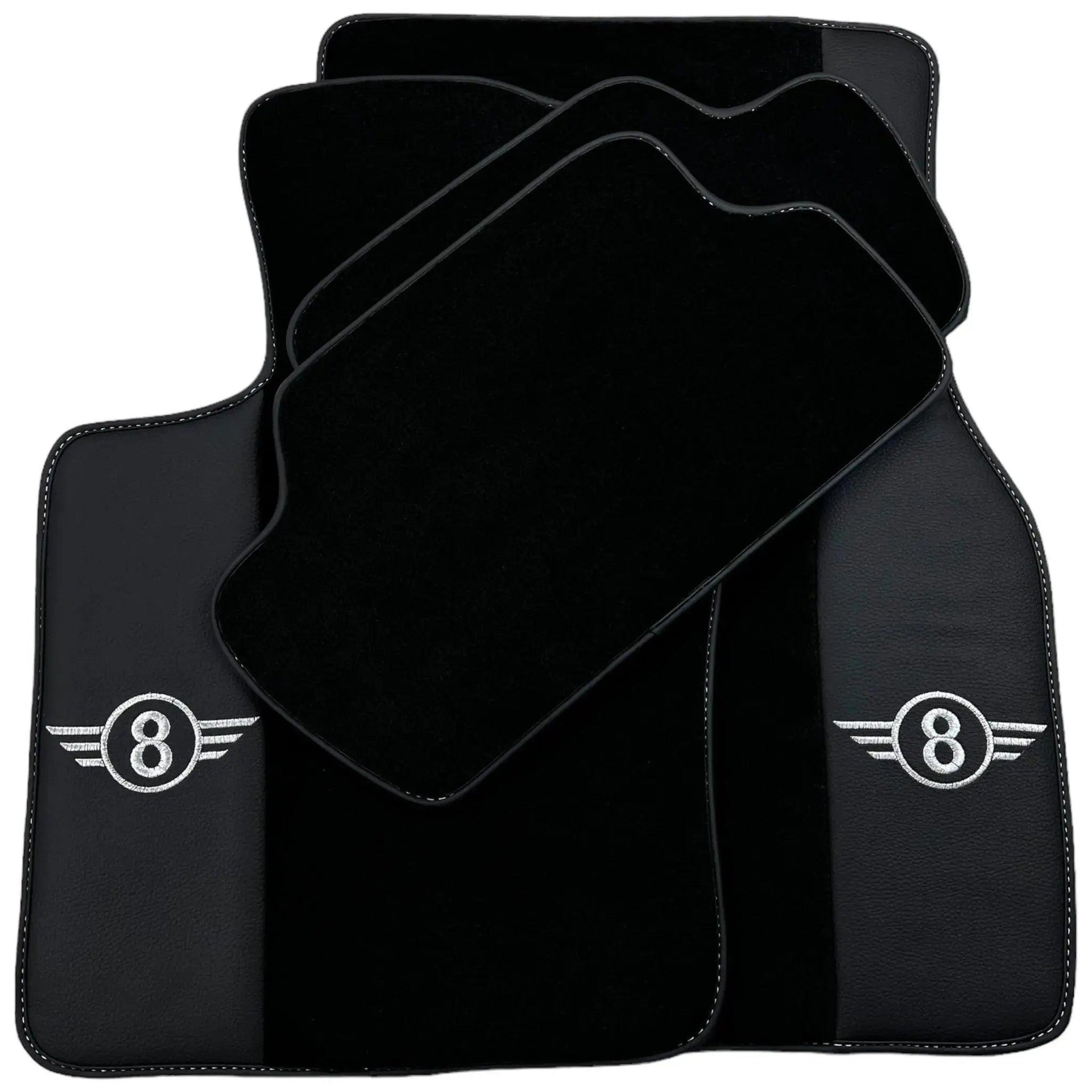 Black Floor Mats for Mini Countryman R60 (2010-2017) with Leather - AutoWin