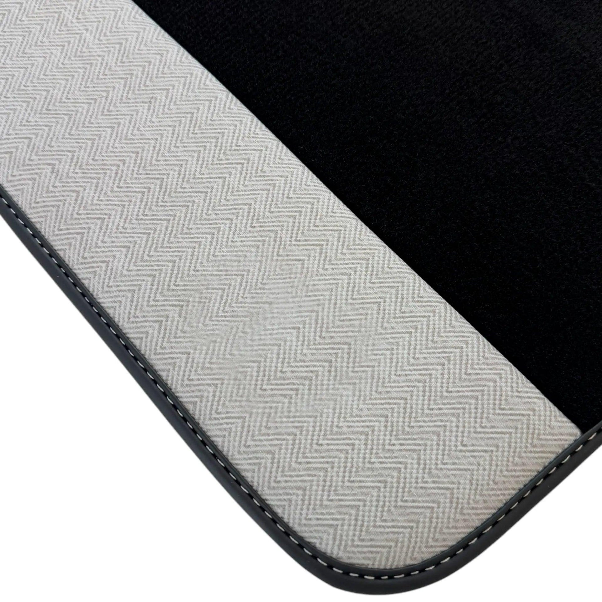 Black Floor Mats for Rolls Royce Shadow 1965-1977 with Gray Leather Borders