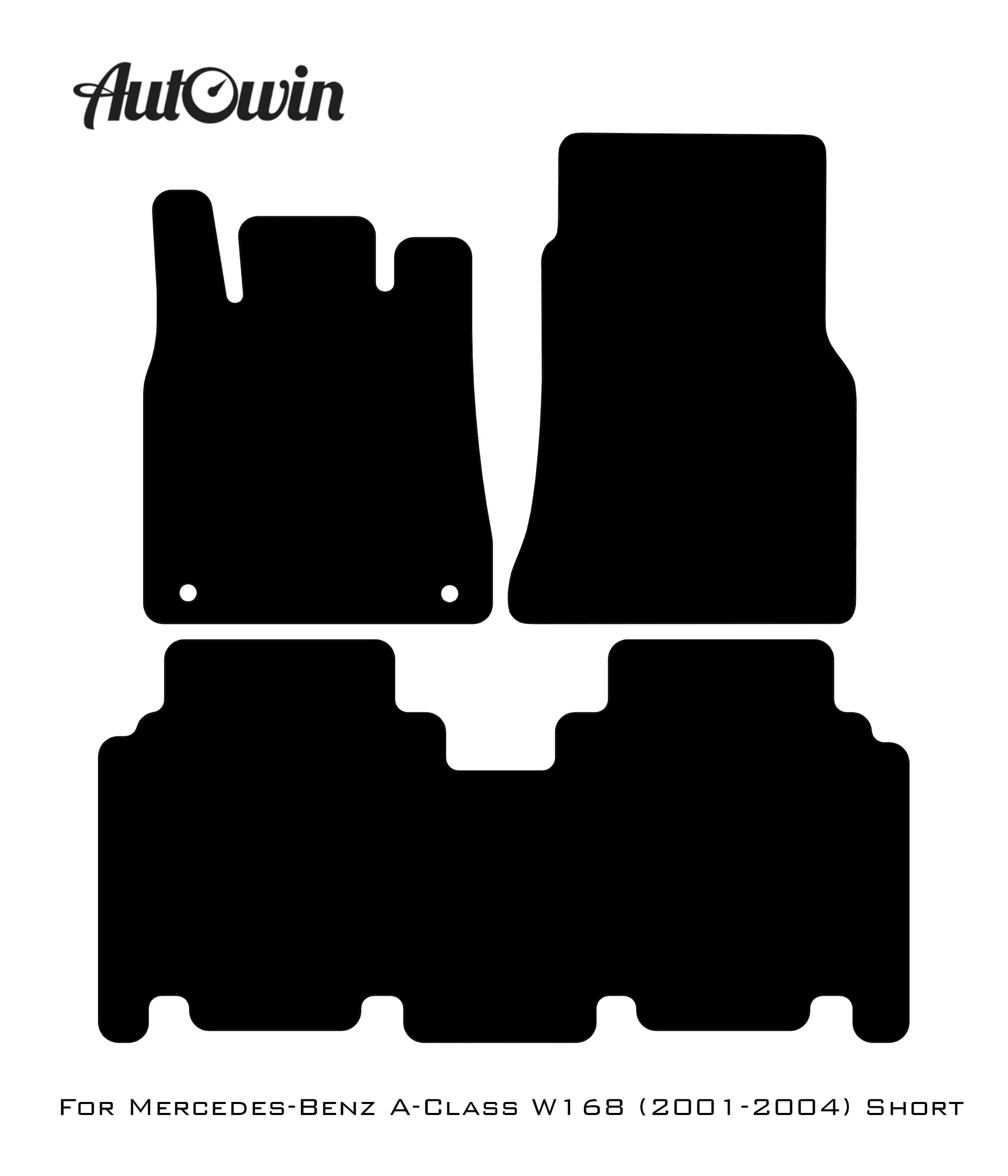 Black Leather Floor Mats For Mercedes Benz A-Class W168 (2001-2004) | ER56 Design - AutoWin