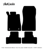 Black Leather Floor Mats For Mercedes Benz CLK-Class C208 Coupe (1997-2002) | ER56 Design - AutoWin