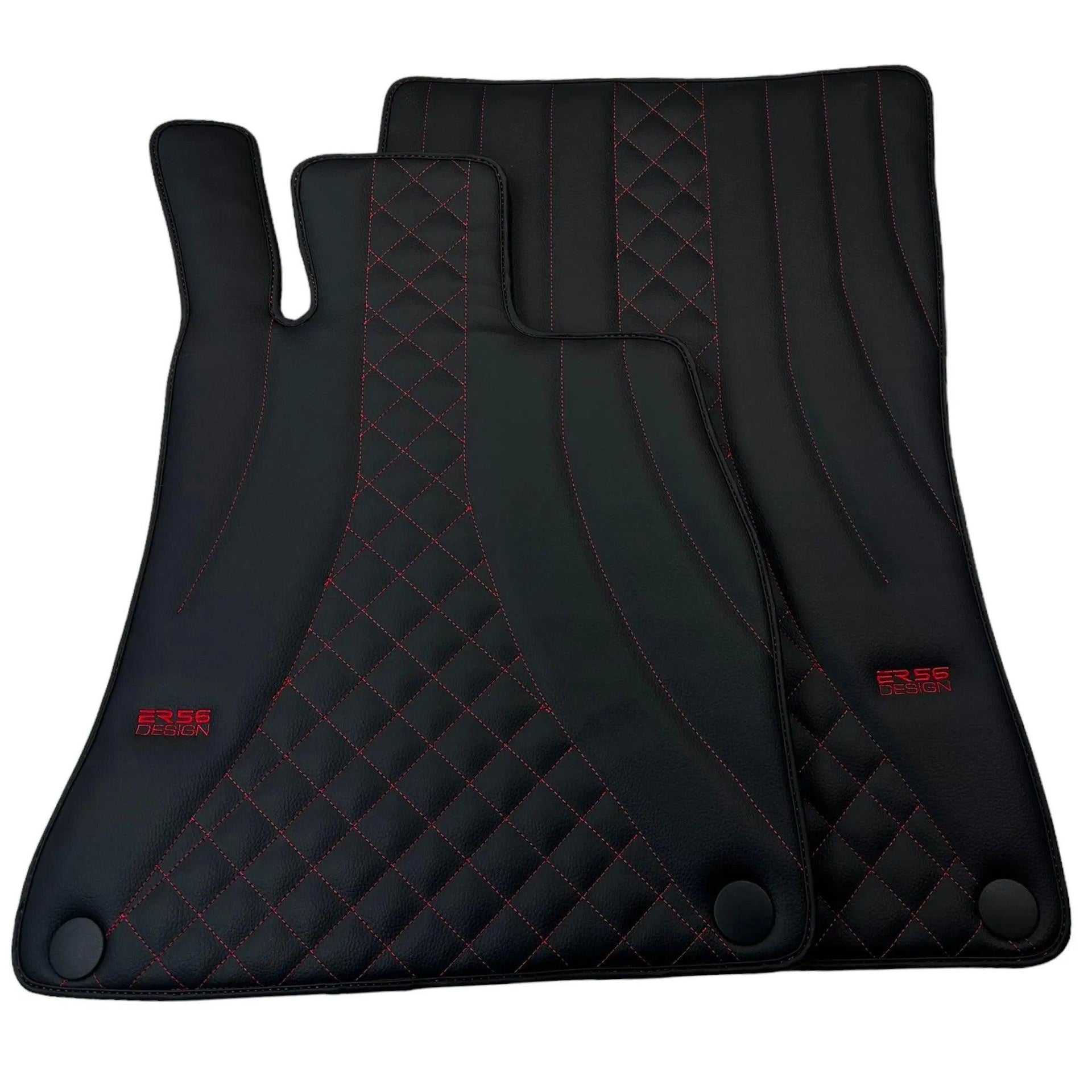 Black Leather Floor Mats For Mercedes Benz E-Class C207 Coupe (2009-2013) | ER56 Design - AutoWin