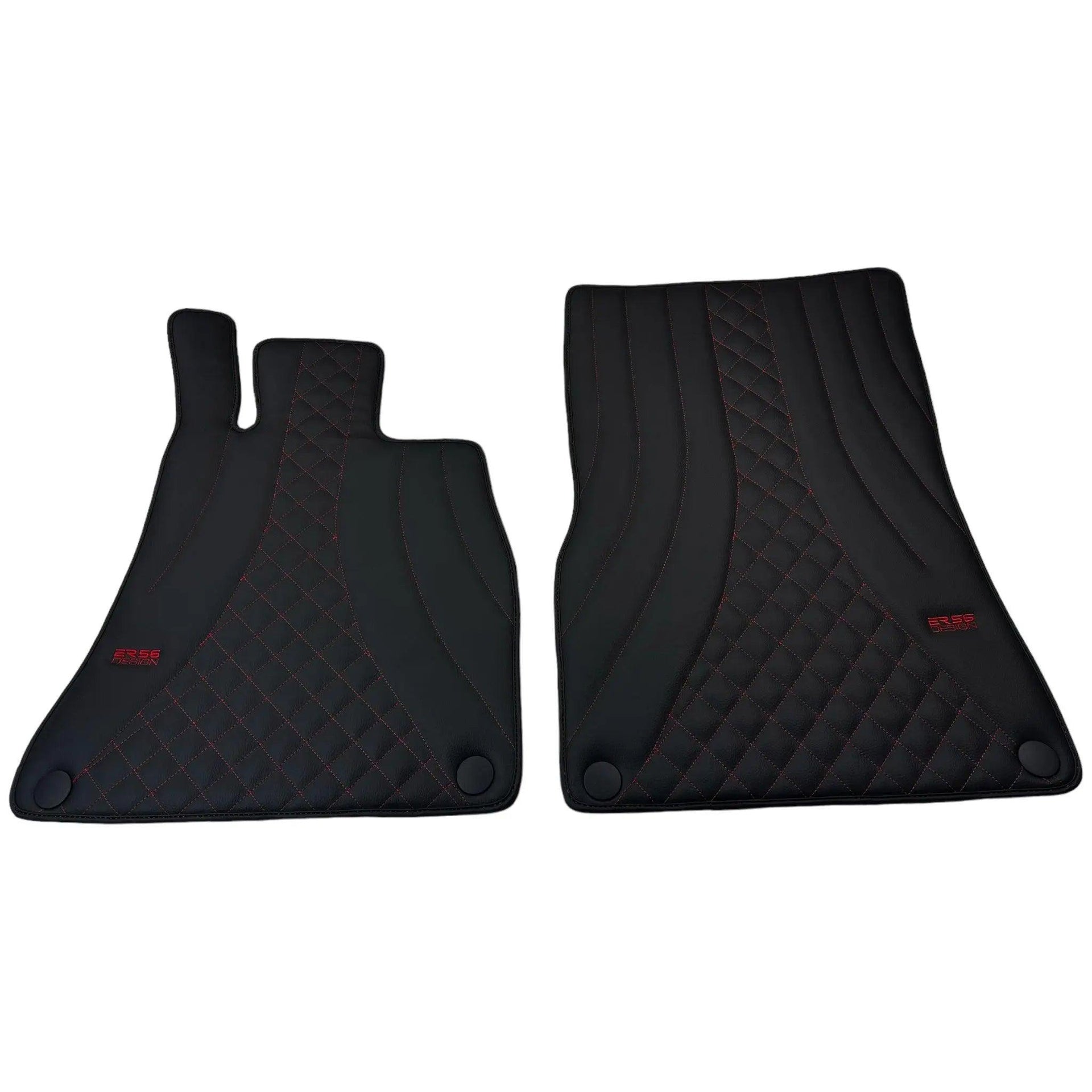 Black Leather Floor Mats For Mercedes Benz E-Class W212 Sedan (2009-2013) | ER56 Design - AutoWin