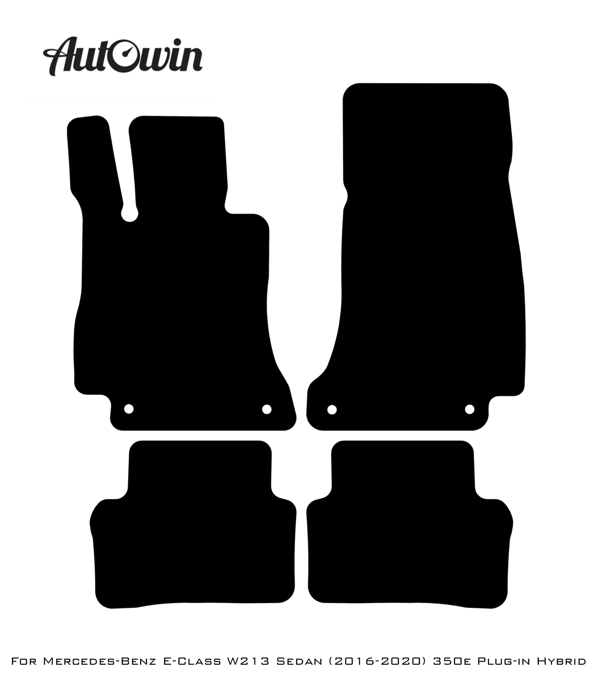 Black Leather Floor Mats For Mercedes Benz E-Class W213 Sedan (2016-2020) Hybrid | ER56 Design - AutoWin