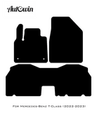 Black Leather Floor Mats For Mercedes Benz T-Class W420 (2022-2023) | ER56 Design - AutoWin