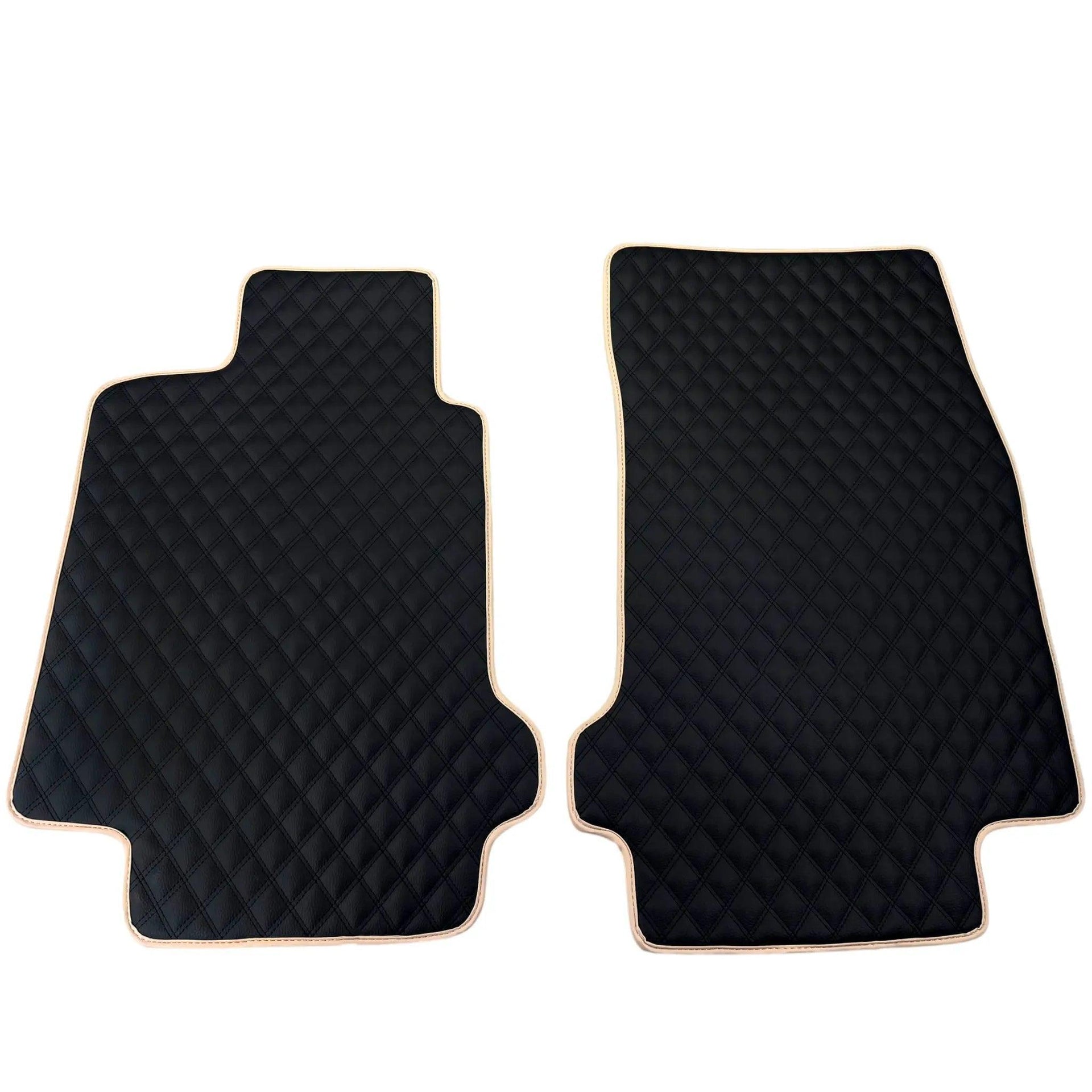 Black Stitched Leather Floor Mats for Maserati GranTurismo S (2008-2012) | Beige Trim - AutoWin