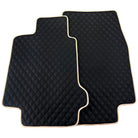 Black Stitched Leather Floor Mats for Maserati GranTurismo MC (2009-2010) | Beige Trim - AutoWin