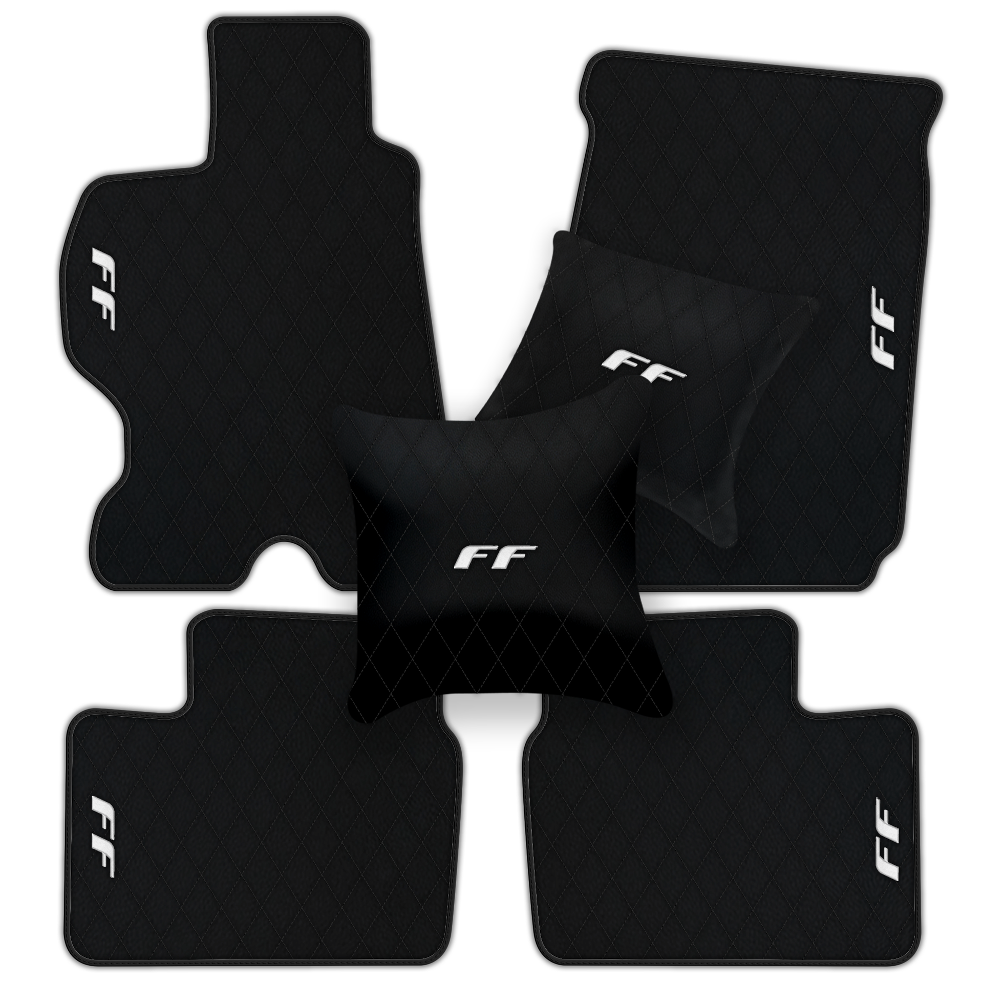 Luxury Black Leather Floor Mats for Ferrari Roma (2021-2024)