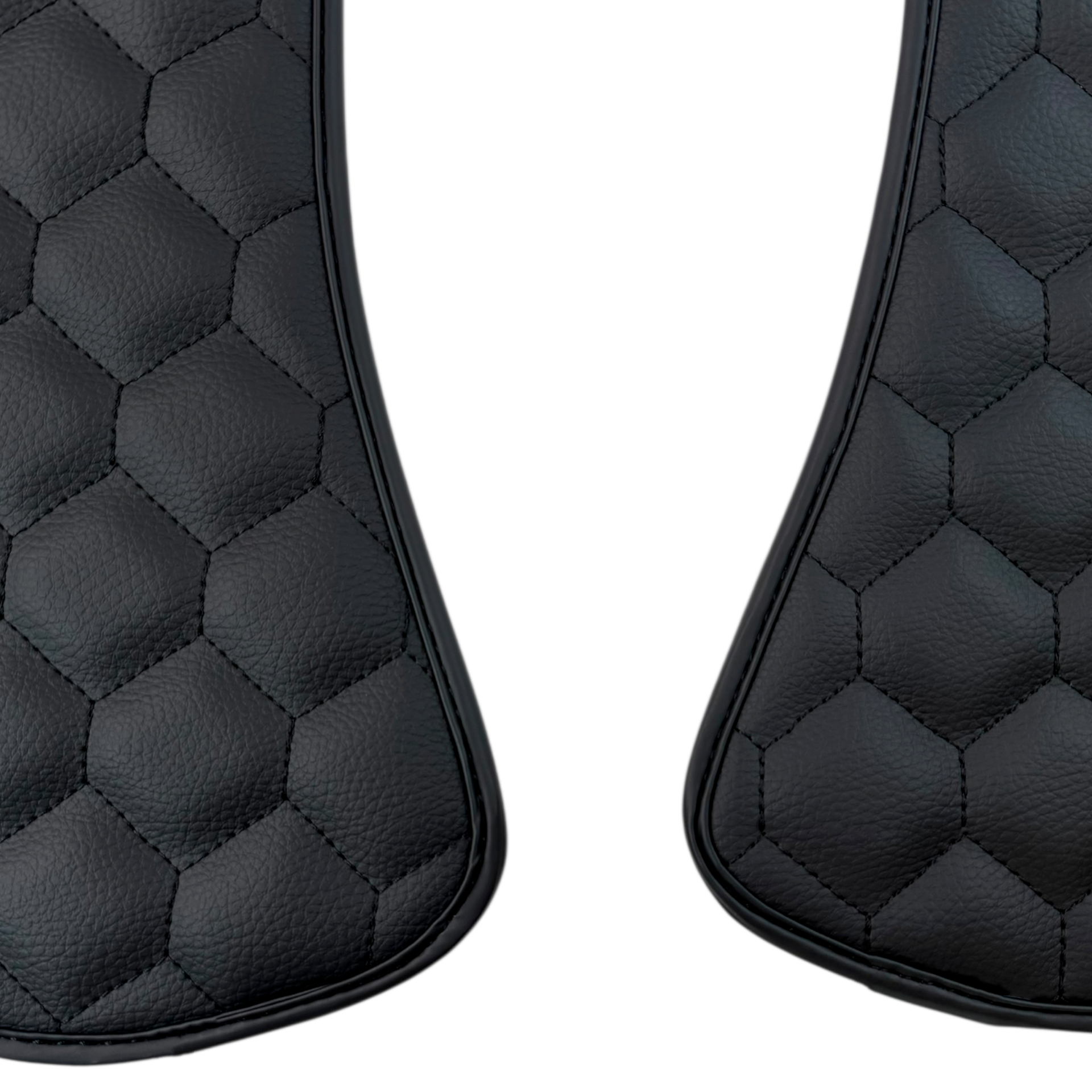 Black Leather Floor Mats with Symmetrical Hex Pattern for Ferrari Roma (2021–2024) with Italian Flag