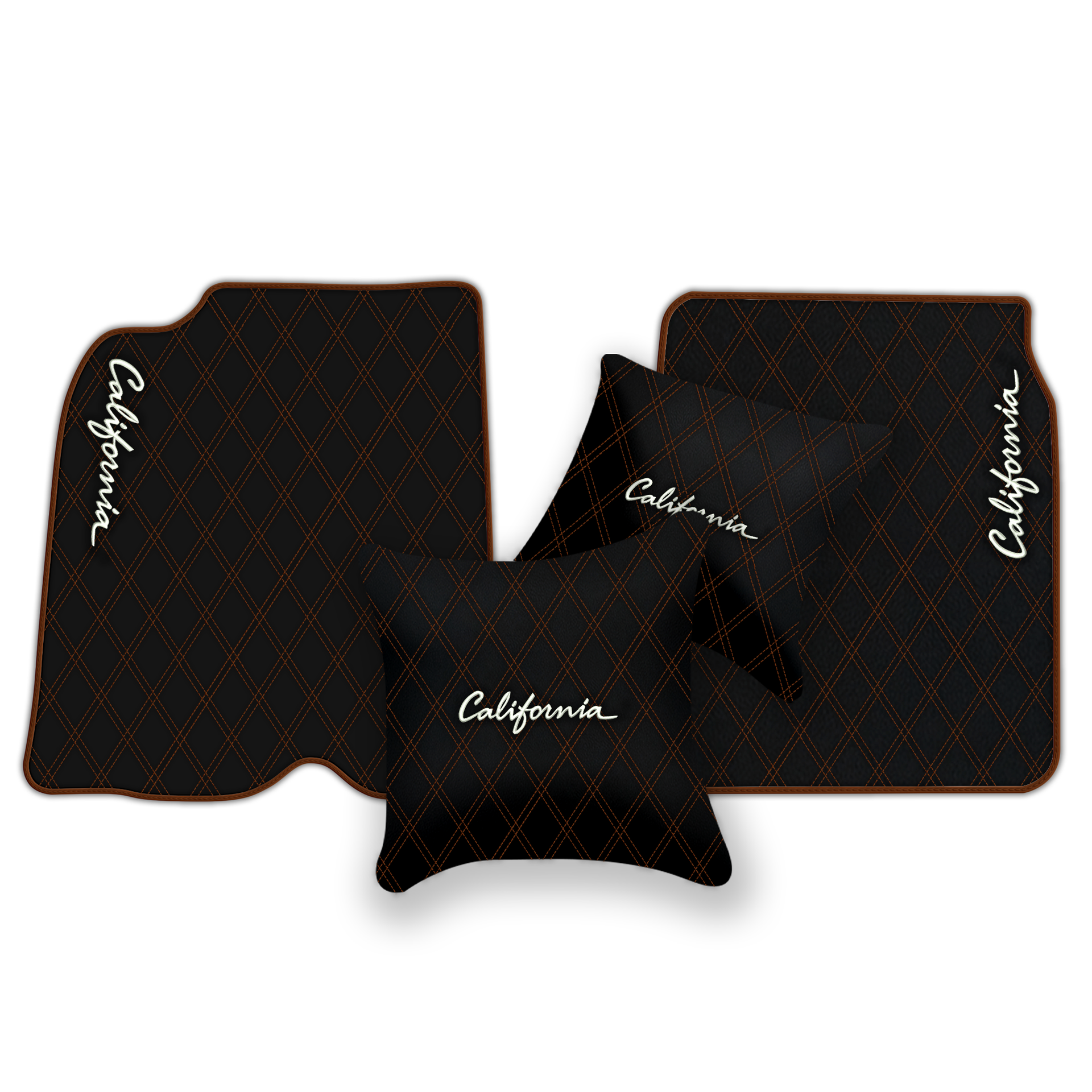 Orange Stitching Black Leather Floor Mats for Lamborghini Urus