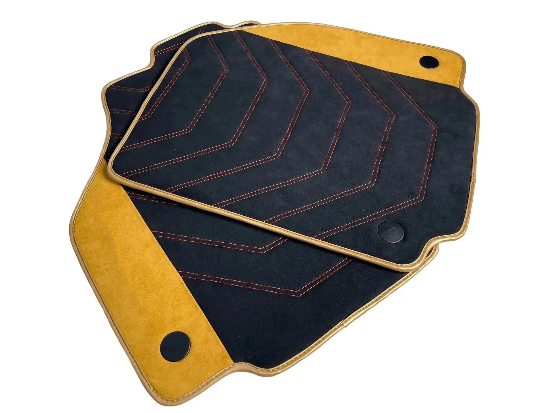 Customizable Black Floor Mats for Ferrari 458 Spider (2012-2015) with Tan Alcantara Leather - AutoWin