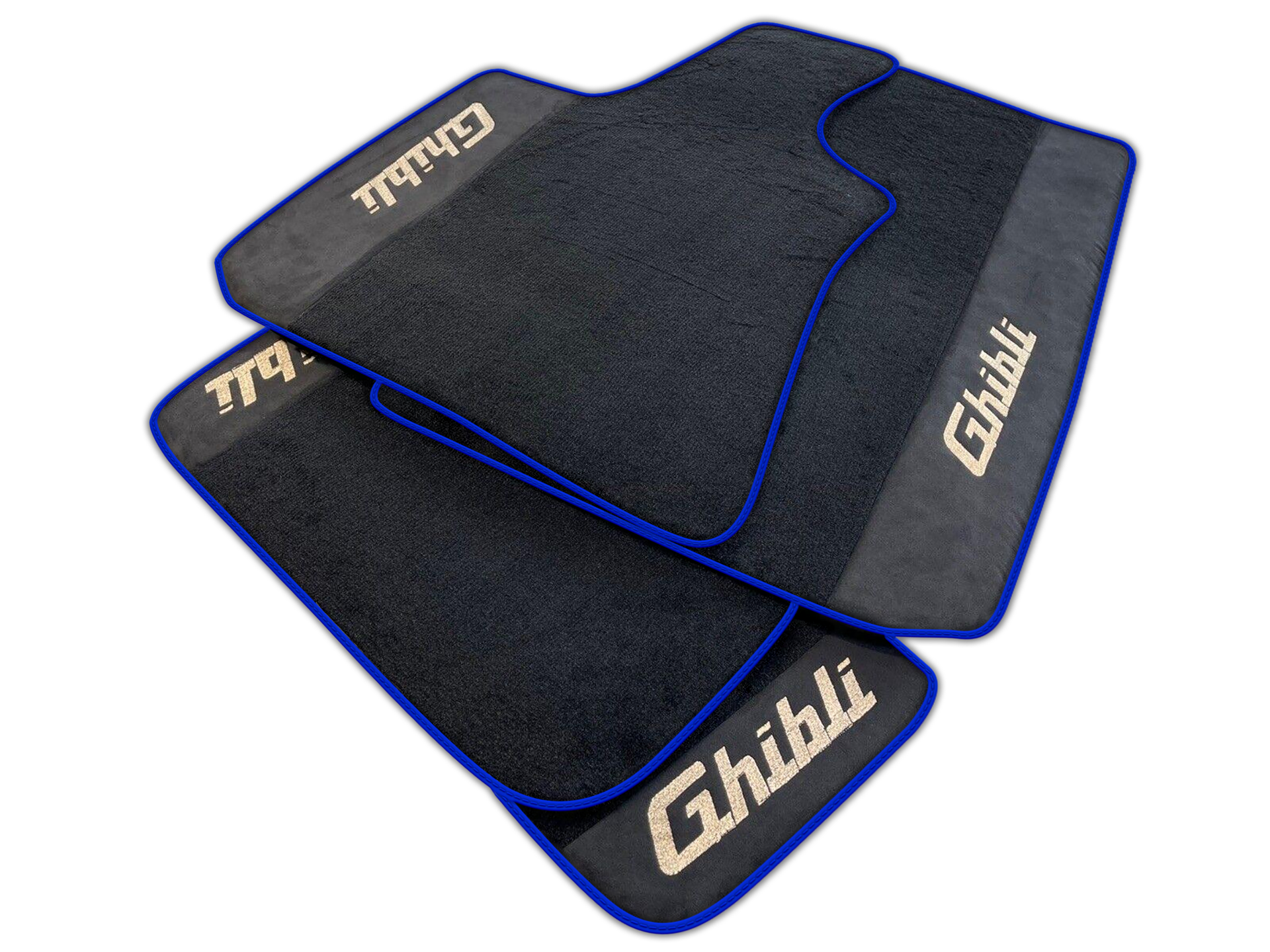 Black Floor Mats For Maserati Ghibli (2013-2022) with Alcantara Leather