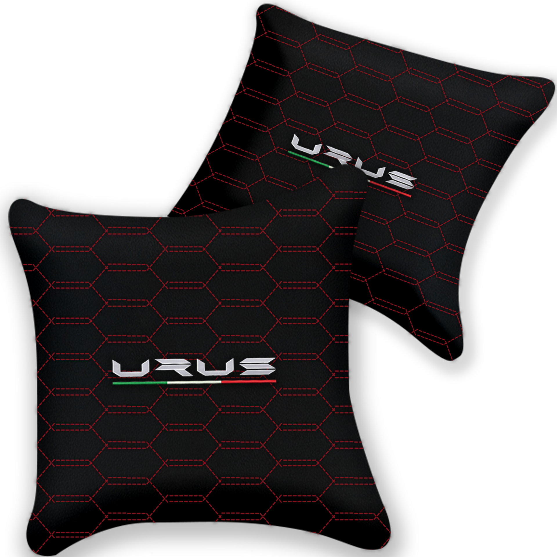 Customizable Black Leather Pillows - Set of 2 for Lamborghini