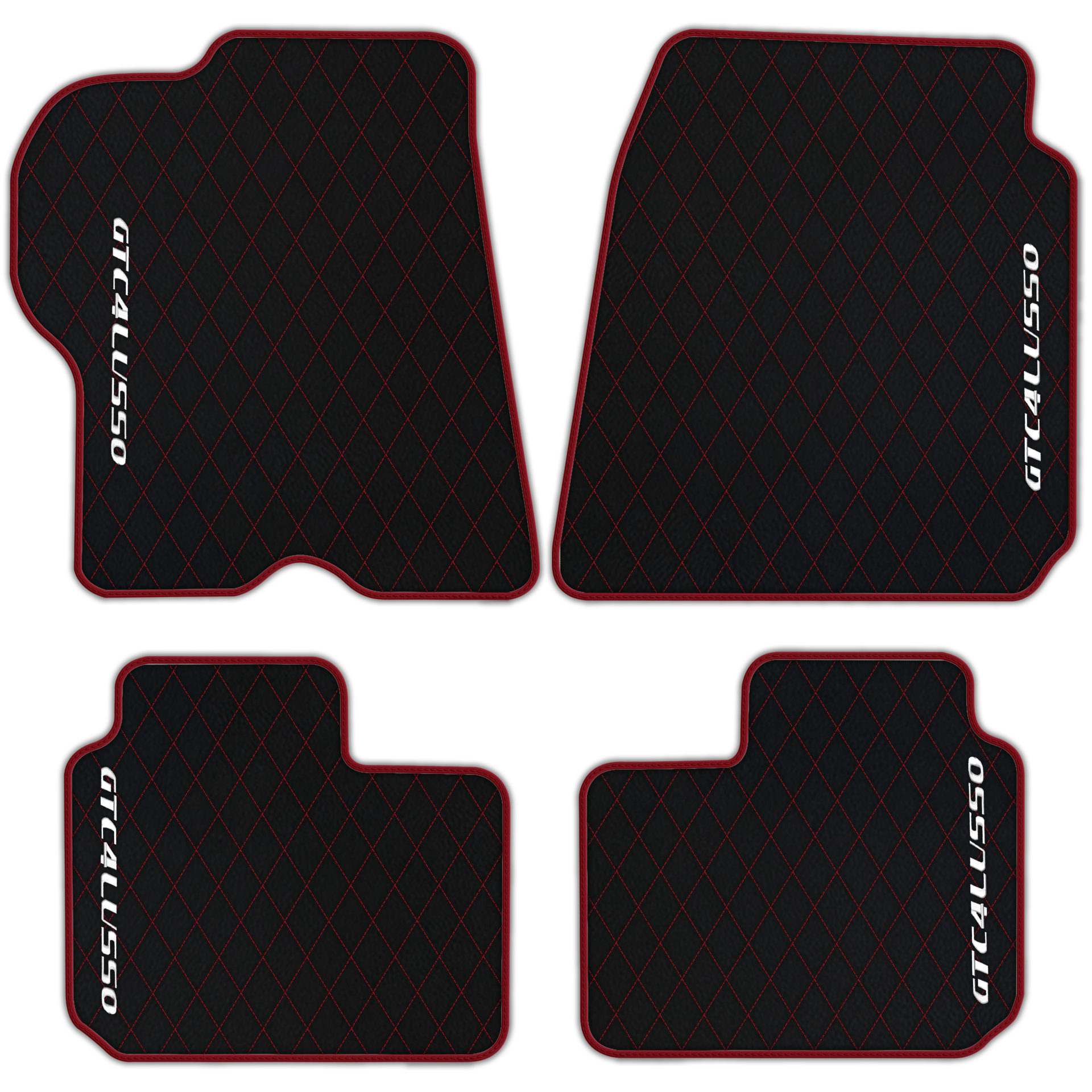 Luxury Black Leather Floor Mats for Ferrari Roma (2021-2024)
