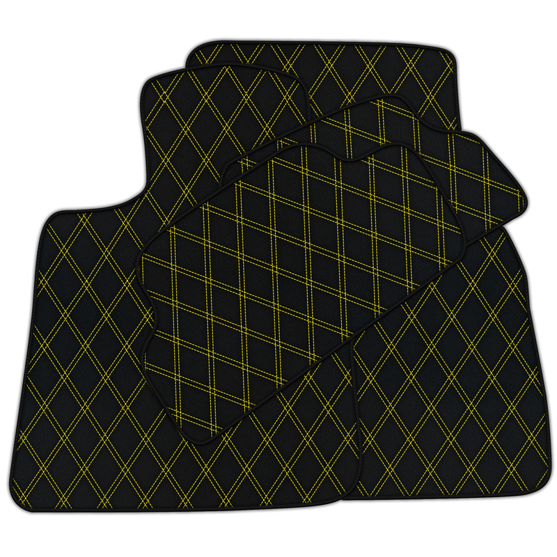 Customizable Leather Floor Mats with Double Diamond Pattern for Mini Cooper/One R50 (2001-2007)