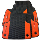 Black Floor Mats for Lamborghini Urus with Orange Leather - AutoWin