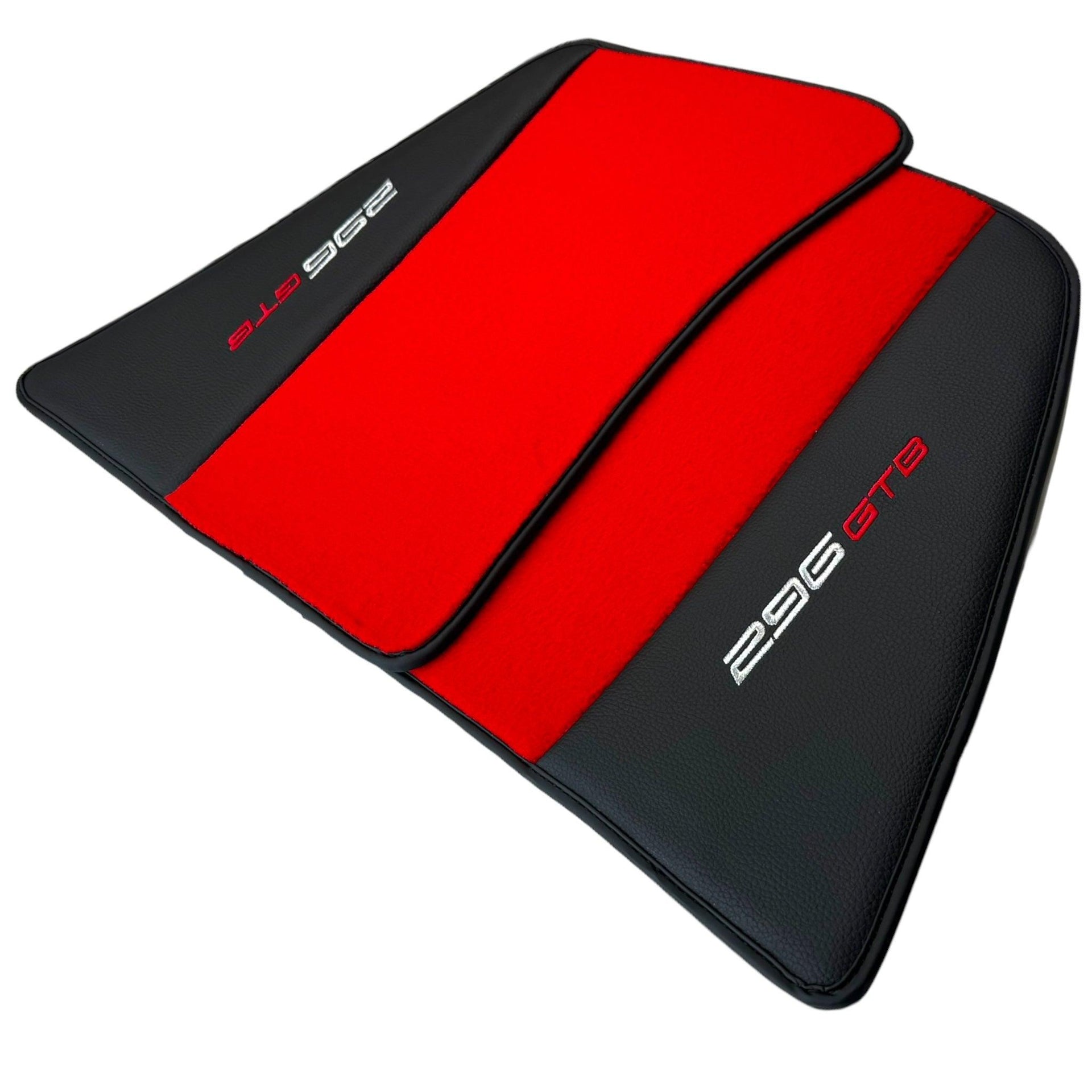 Red Floor Mats for Ferrari 296 GTB (2022-2024) with Leather - AutoWin