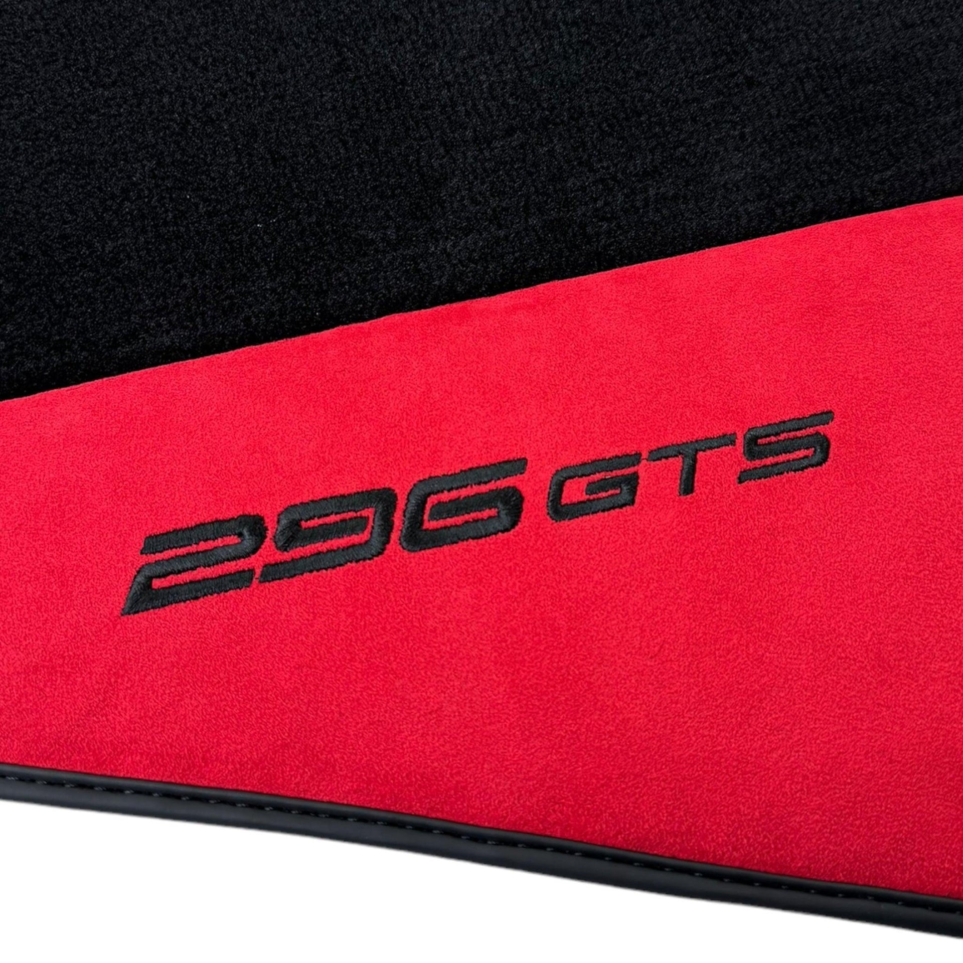 Black Floor Mats for Ferrari 296 GTS (2022-2024) with Red Alcantara Leather - AutoWin