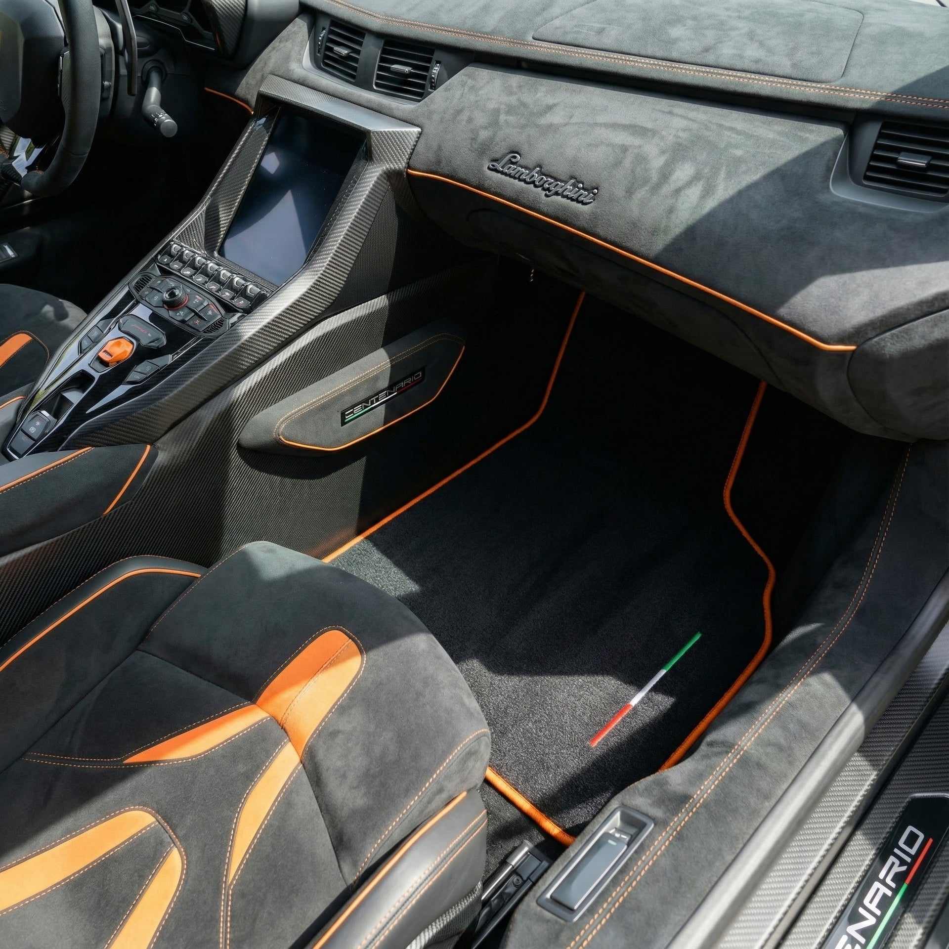 Customizable Leather Floor Mats with Triangle Pattern for Lamborghini Centenario (2016-2017) - AutoWin