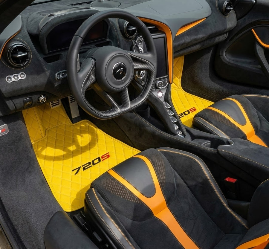 Yellow Leather Floor Mats For McLaren 720S
