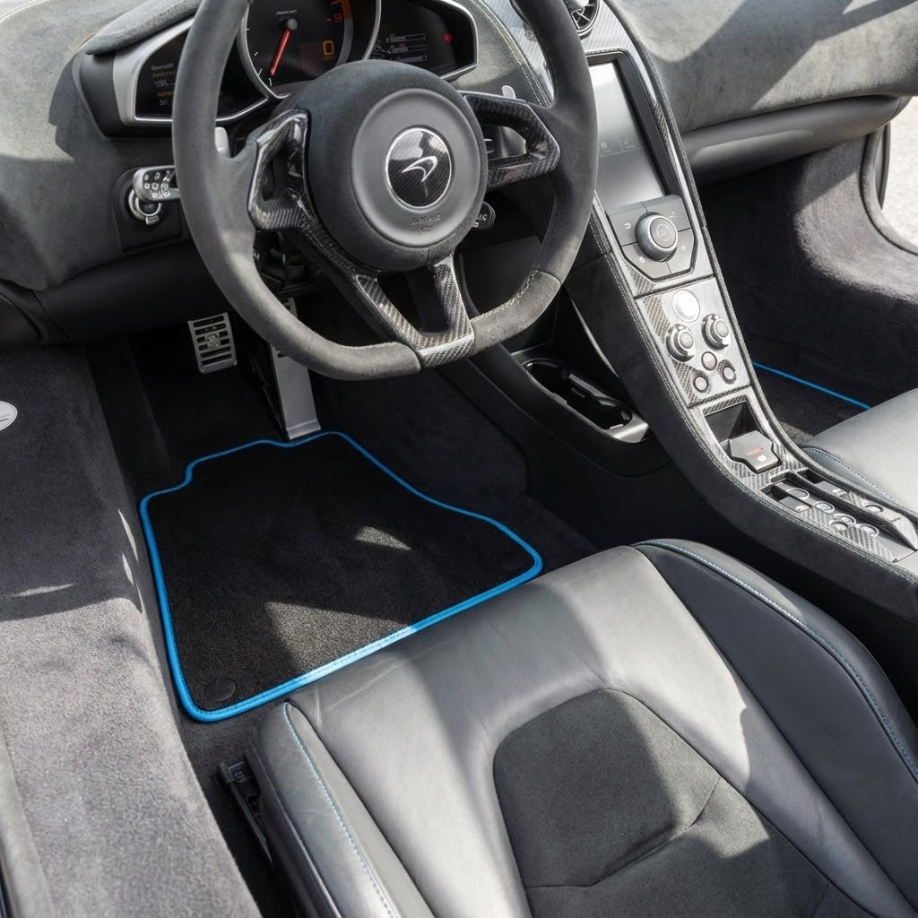 Dark Blue Floor Mats For McLaren 650S Tailored - AutoWin.EU