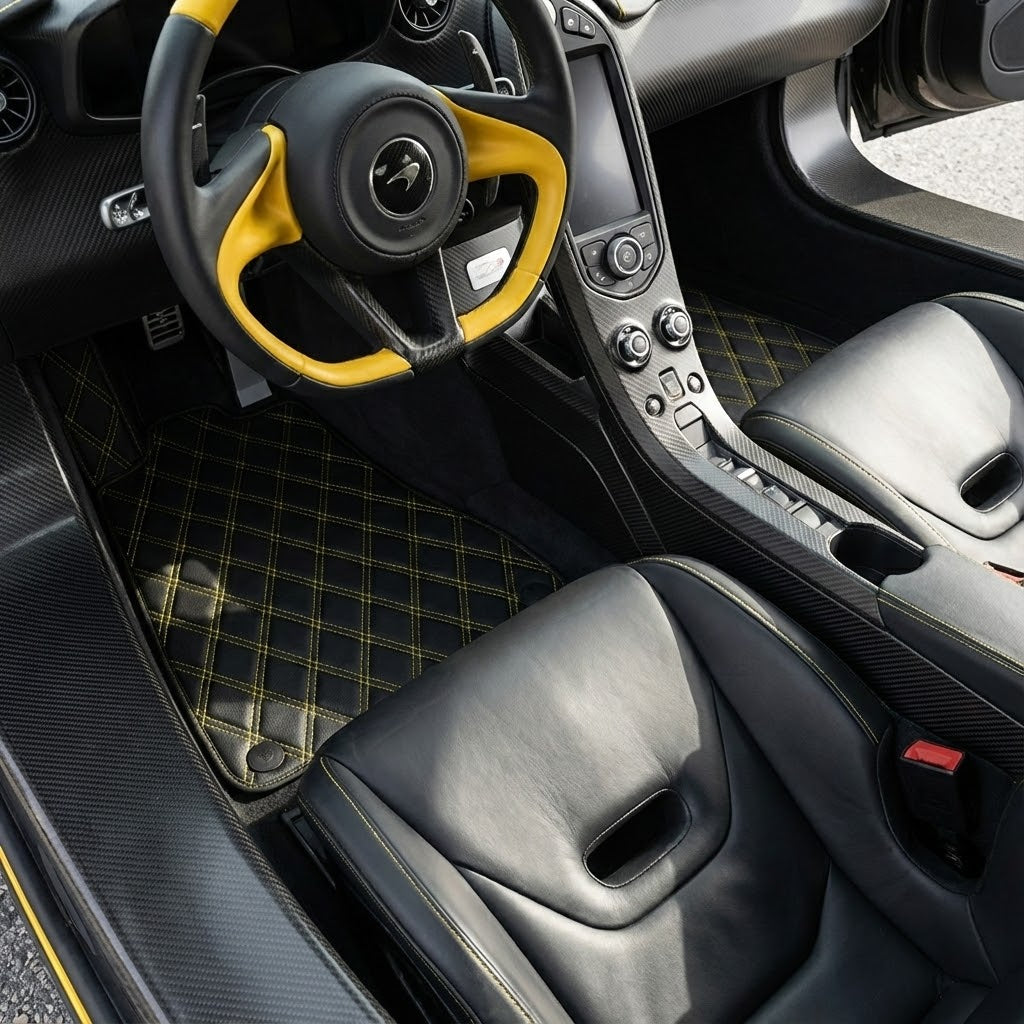 Customizable Leather Floor Mats with Hex Pattern for McLaren P1 (2013-2015) - AutoWin