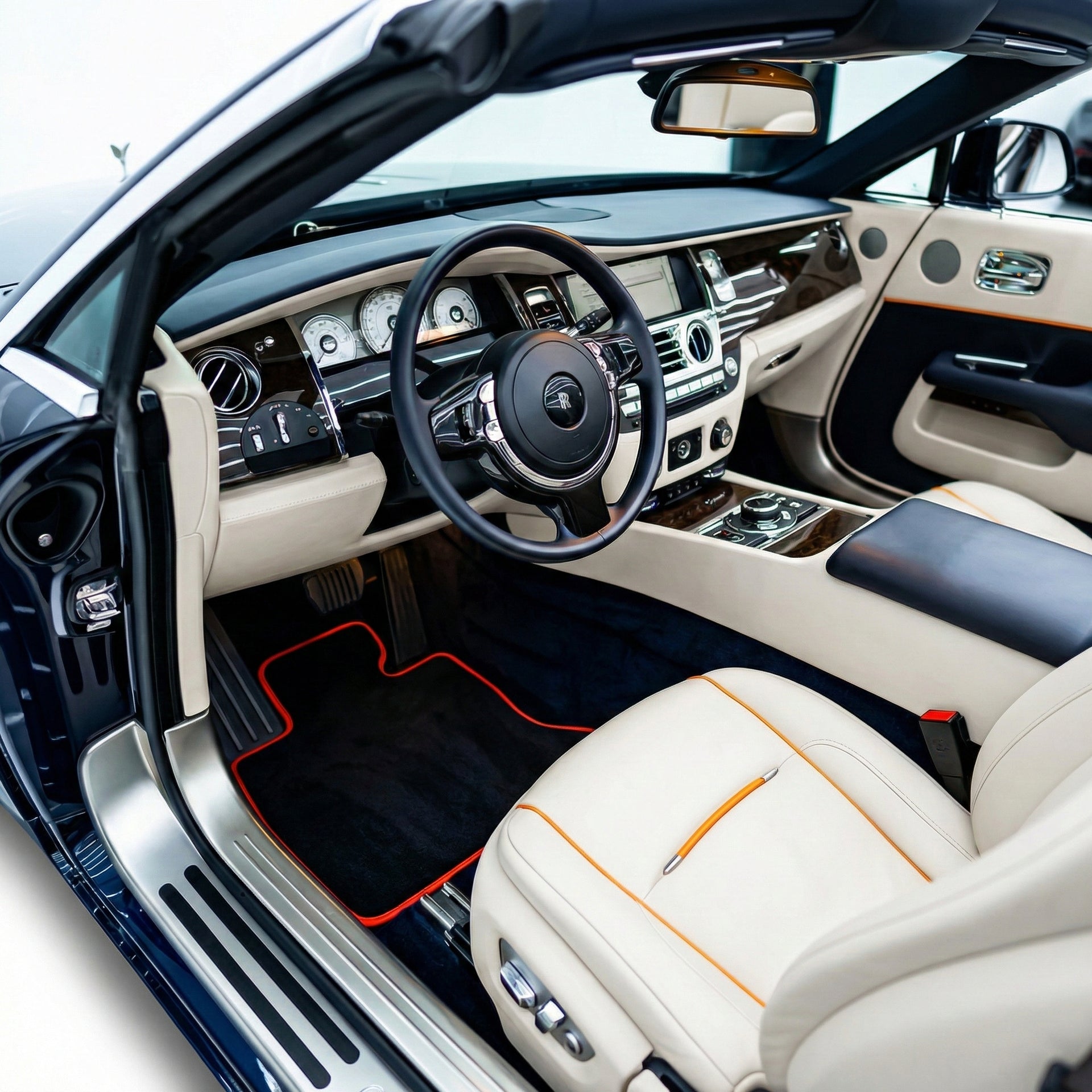 Alcantara Floor Mats For Rolls Royce Black Badge Dawn - AutoWin