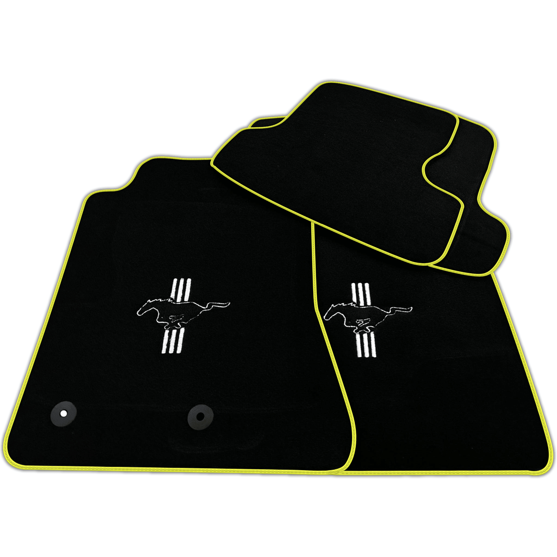 Black Floor Mats For Ford Mustang VI (2015-2023) with Pony | Various Trim Colors