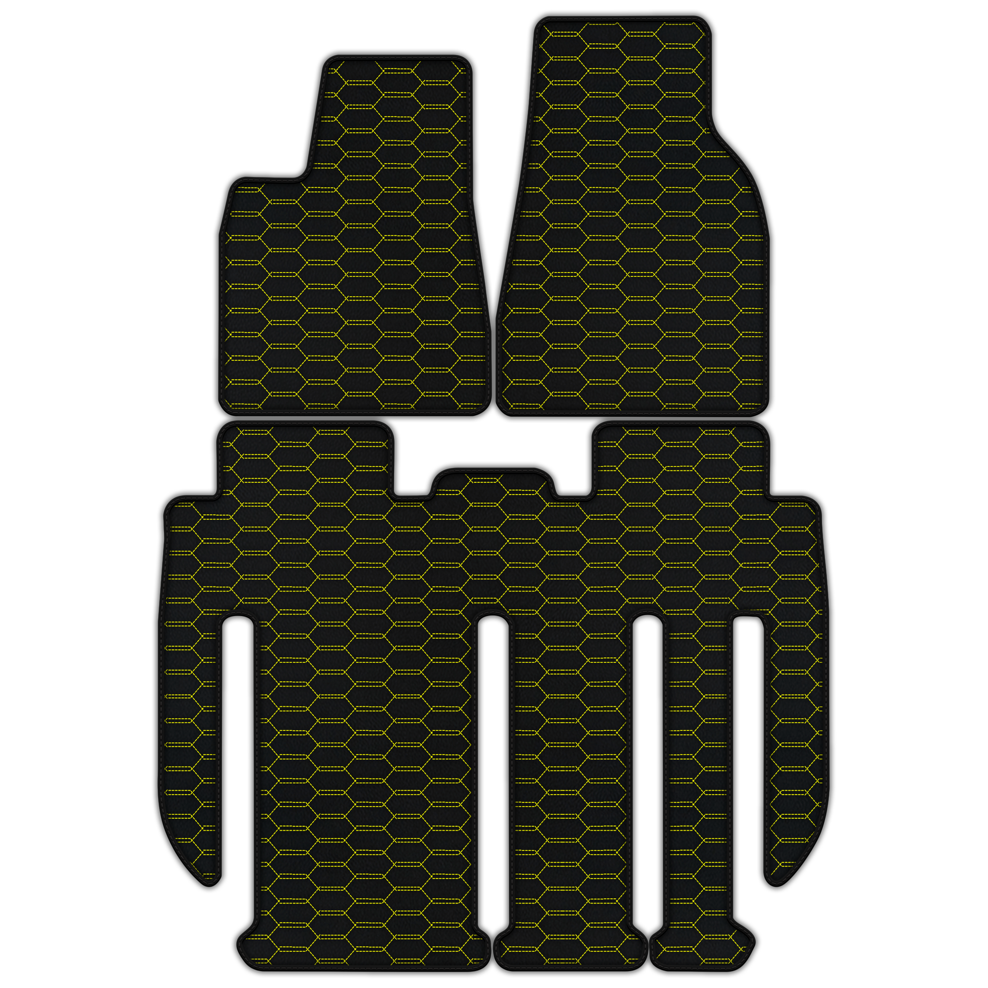 Customizable Leather Floor Mats with Interlaced Hex Pattern for Tesla Model X - 7 Seats (2017-2025)